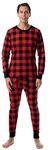 At The Buzzer Mens Printed Thermal Set 95966, Buffalo Plaid Red Black, Small