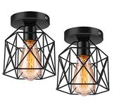 Licperron Hallway Light Fixtures Ceiling Mount, E26 E27 Retro Black Industrial Semi Flush Mount Ceiling Light for Porch Hallway Kitchen Farmhouse Lighting, 2 Pack, RV Light Fixtures, UL Approval