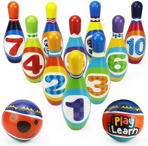 iPlay, iLearn Kids Bowling Toys Set, Toddler Indoor Outdoor Activity Play Game, Soft 10 Foam Pins & Two Balls Playset, Educational, Birthday Party Gift for 18 24 Months, 2 3 Year Old Children Boy Girl