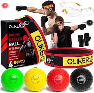 OLIKER Boxing Reflex Ball for Adults and Kids, 4 Levels Boxing Ball with Adjustable Headbands, Perfect for Reaction, Agility, Punching Speed, Fight Skill and Hand Eye Coordination Training (Set-2)
