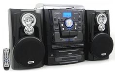 Jensen All-In-One Hi-Fi Stereo CD Player Turntable & Digital AM/FM Radio Tuner Tape Cassette Player Mega Bass Reflex Stereo Sound System