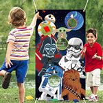 ERguanfoiun Galaxy Wars Toss Games with 4 Bean Bags - Indoor Outdoor Fun Throwing Game Backdrop Banner Party Activities Space Galaxy Wars Themed Birthday Party Favors Supplies Decoration for Kid Adult