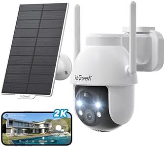 ieGeek 3MP Camara Vigilancia WiFi Exterior Solar con Bateria Sin Cables, Camara Vigilancia Exterior Solar Visión Nocturna Color, PTZ 360° App Remoto, Humana Detección, IP65, Voz Bidireccional