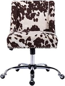 DM Furniture Cow Print Home Office Chair Swivel Fabric Adjustable Computer Desk Chair Armless Upholstered Accent Chair for Living Room Bedroom, Cowhide