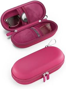 ProCase Double Sunglasses Case, Hard EVA Shell Shockproof Dual Eyeglass Case for Men Women with Metal Hook and Velvet Lining, Travel Zipper Glasses Holder Organizer for Couple Gifts -Raspberry