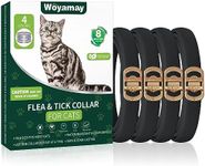 4 Pack Flea Collar for Cats, Cat Flea and Tick Treatment, 8 Months Protection Flea and Tick Prevention for Cats, Waterproof Cat Flea Collar, Adjustable Cat Flea and Tick Collar for Cats Kittens, Black