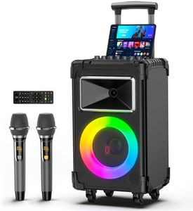 JYX Karaoke Machine with 2 Wireless Microphones for Adults, 10" Subwoofer Portable Bluetooth Karaoke Speaker with Party Lights & Bass/Treble/Echo Adjustment, Supports TWS/USB/TF Card/AUX/REC