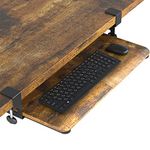 BONTEC Keyboard Tray Under Desk, Pull Out Keyboard & Mouse Tray with C-clamp, 25.6 Excluding Clamps (30 Including Clamps) x 11.8 Inch Steady Slide-Out Computer Drawer for Typing, Rustic Brown