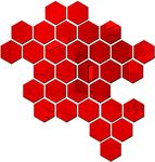 Bikri Kendra - 31 Hexagon red with 20 Butterfly Silver Mirror Stickers for Wall, Acrylic Mirror, Mirror Wall Decor Sticker, Wall Mirror Stickers, Wall Stickers for Hall Room, Bedroom, Kitchen.