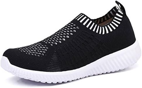 TIOSEBON Women's Athletic Walking Shoes Slip on Casual Mesh Sneakers Black 10 US Wide