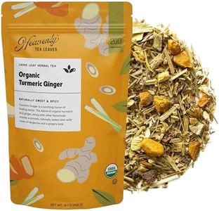 Heavenly Tea Leaves Organic Turmeric Ginger, Bulk Loose Leaf Herbal Tea, 1 Lb. (Approx. 200 Servings) - Naturally Caffeine Free, Inflammation, Immunity Boosting
