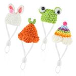 Thinp 4 Pcs Hamster Hats,Hamster Clothes Knitted Hats for Small Animals Cute Tiny Hamster Hat with Adjustable Strap Snake Hat Hamster Birthday Hat Cute Rainbow Bunny Carrot Tiny Hats for Guinea Pig