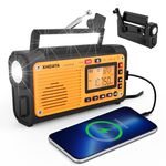 XHDATA D608WB Portable Radio AM FM SW WB Radio Emergency Radio with NOAA Alert, Phone Charger, Bluetooth MP3, USB/Solar/Hand Crank Charging, Flashlight Reading Lamp, Clock, Battery Operated, SOS Alarm