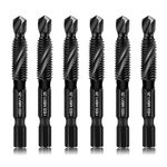 6 Packs M8 Drill & Tap Bit Set, Combination Screw Tapping Threading Tools in Size M8*1.25 with Anti-rust Black Coating, 6mm Hex Shank and Storage Case