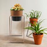 Kraft Seeds by 10CLUB Dual Tone Modern Metal Plant Stand with Planter - Copper Black | 8.5" Dia, 18" ht | Rust-Proof Powdercoating | Indoor & Balcony