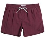 MaaMgic Mens Swim Trunks with Mesh Lining Quick Dry Mens Bathing Suit Shorts,Burgundy,Large