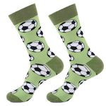 EZB Men's Football Balls Patterned Crew Socks | One Size 5-10 | Football Green