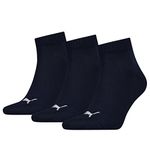 PUMA Unisex Puma Unisex 3p Quarter Plain Sock, Blue (Navy), 8-Jun UK