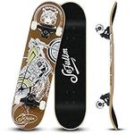 Sefulim Skateboards, 31 Inch Adult Teen Skateboard, 7 Layer Canadian Maple Double Kick Concave and Trick Skateboard, Standard Skateboard for Beginner Adult Boys Girls