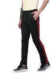 AMERICAN CREW Men's Regular Fit Trackpants (AL201-L_Black & Red_Large)