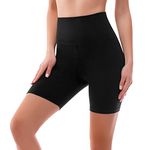 SINOPHANT High Waisted Cycling Shorts Women - Tummy Control Buttery Soft Biker Yoga Running Gym Black Workout Athletic Shorts(S-M,1 Black)