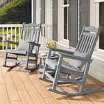 DWVO Patio Rocking Chair Set of 2, All-Weather Resistant Outdoor Indoor Patio Rocker Chair with Cushion, Comfortable and Easy to Maintain Rocker for Balcony, Backyard and Living Room(Gray)