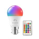 My Lighting 10W B22 ECO Series Colour Changing Light Bulb Dimmable, LED Bulbs with Remote,RGB + Cool White 6000K, 16 Colour + 4 Modes, with Memory Function, for Home Decore & Mood Lighting