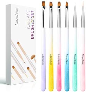 MelodySusie Nail Art Brushes Set,6pcs Professional Pen Nail Gel Brush,Nail Extension and Builder Brush,Liner Brush 2 Sizes,Gradient Fashion Design for Home DIY Salon Use