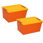 SkyGlamour Multipurpose Plastic Storage Container Box with Wheels 50 LTR (Colour: Orange-Yellow, Pack of 2)