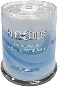 PlexDisc 52x Digital Audio Music CD-R Disc 80min 700MB Shiny Silver - 100 PK Cake Box (FFP), 100 discs