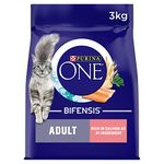 Purina ONE Adult Dry Cat Food Rich in Salmon 3kg, Pack of 4