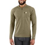 Carhartt Men's Base Force Heavyweight Polyester-Wool Quarter-Zip Layer Top, Burnt Olive Heather, L