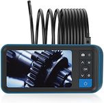 AUTENS Inspection Camera, Dual Lens 1080P Industrial Endoscope 4.5” Screen Pipe Sewer Borescope Snake Camera with 6 LED, 16.4ft Waterproof Semi-Rigid Cable Tube Endoscope, 2500mAh Battery, 32GB