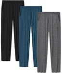 MoFiz Women's Lounge Pyjama Trousers Pants Modal Long Pyjamas Bottoms Sleepwear Loungewear (Black,Lake-blue, Grey) Size 2XL