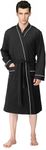 NY Threads Luxurious Men's Cotton Robe Knit Bathrobe (Large, Black)