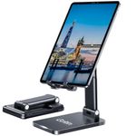 Gritin Tablet Stand, Adjustable Tablet Holder - Foldable Desktop Tablet/Phone Stand Holder Super Stable Compatible with New iPad 12.9, 11, 10.5, 9.7 Air mini 2 3 4 and All 4.7-13" Tablets