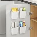 Collazoey 4 Piezas Cajas de Almacenamiento Autoadhesivas para Montar en la Pared,Caja De Almacenamiento De Puerta De Cocina,para gabinete,baño, refrigerador, Organizador de artículos pequeños