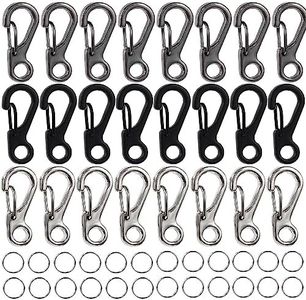 Ouligay 48PCS Tiny Carabiner Clip Mini Carabiner Clip Mini Paracord Hanging Clips Metal Hook EDC Keychain Mini Hanging Buckle Metal Small Spring Snap Hooks for Camera Strap, Flashlight, Backpack,