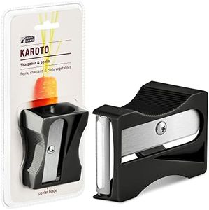 Karoto - Sacapuntas de zanahoria, pelador de verduras y pelador de pepinos, divertidos utensilios de cocina, de una serie de peladores únicos para cocina, de Monkey Business (negro)
