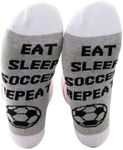 PXTIDY Soccer Socks Soccer Lover Gift Eat Sleep Soccer Repeat Crew Socks For Women Men Soccer Fans Gift Sport Player Gifts (Soccer)