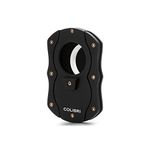 Colibri Cut Double Guillotine Cigar Cutter - Black - Spring Loaded Release - Up-to 62 Ring Gauge Cigars - Ergonomic Design - Includes Gift-Box