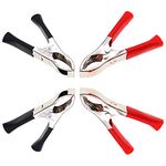 4 Pack 100A Jump Lead Clamps Heavy Duty Pure Copper Crocodile Clamps Alligator Clips Car Booster Cable Clips Battery Clamps for Car Auto (2 Pcs Red + 2 Pcs Black)