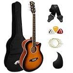 TIGER ACG3-SB Full Size Acoustic Guitar Package - Beginners Guitar Pack with Gig Bag, Strap and Spare Strings - Sunburst - Now with 6 Months Free Lessons Included