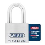 ABUS Titalium padlock 96TI/50 - lightweight lock body made of solid special aluminum - basement lock with reversible key - ABUS -Security level 8 - silver