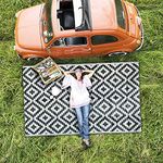 Enipate Geometric Outdoor Rugs for Patios Clearance, 182 x 274cm(6x9ft) Reversible & Easy Cleaning Patio Decking Rug, Portable Comfortable Woven Garden Carpet