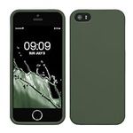 kwmobile Case Compatible with Apple iPhone SE (1.Gen 2016) / iPhone 5 / iPhone 5S Case - Soft Slim Protective TPU Silicone Cover - Dark Green Matte