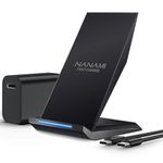 fast wireless charger, nanami 2-coil qi wireless charger stand [upgraded with qc3.0 adapter] for iphone x, iphone 8/8 plus, samsung galaxy s9/s9 plus/note8/s8/s8 plus/s7/s7 edge/note 5/ s6 edge plus- Black