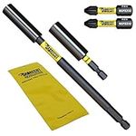 4 Piece SabreCut SCRK1 Magnetic 60mm and 152mm Professional Impact Bit Holders with 2 x 32mm PZ2 Screwdriver Impact Bits Compatible with Dewalt, Milwaukee, Makita, Bosch and Others