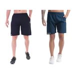 BLUE STAR SHARK Athletic Sports Shorts for Men with Zip Pockets and Elastic Waistband Quick Dry Lightweight Activewear Combo - Pack of 2 (Color: Blue and Airforce, Size:XL)