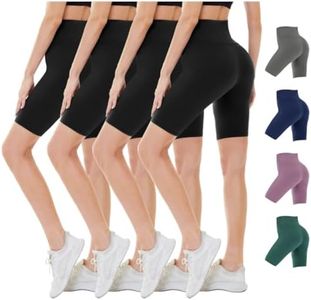 4 Pack Biker Shorts Women - 5"/8" High Waisted Soft Tummy Control Compression for Workout Gym Yoga Running Summer Shorts